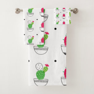 Cactus motif rose vert