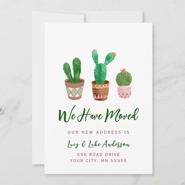Cactus Nous Avons Déplacé La Carte Faire-part (Devant)
