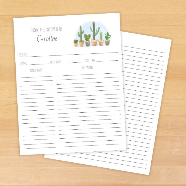 Cactus Plantes Succulentes Cartes de Recette Reliu (Créateur téléchargé)