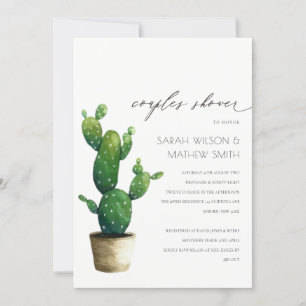 Cactus Poted Green Foliage Couples Invitation de d