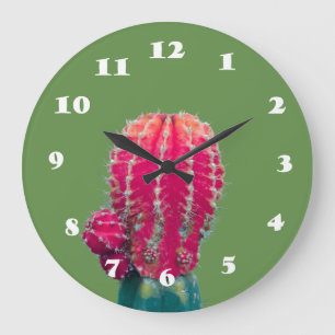 Cactus rose horloge murale