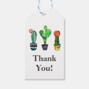 cactus, succulent, aquarelle, merci étiquette cad