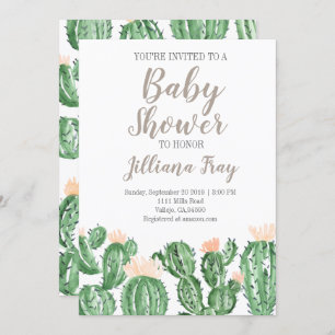 Cactus succulent mignon invitation de baby shower