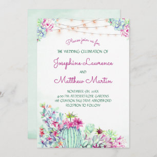 Cactus Succulent String éclaire les invitations de