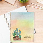 Cactus Sud-Ouest Désert Cactus Succulent Personnal<br><div class="desc">Cette bannière colorée est décorée de pots de cactus et d'un arrière - plan d'aquarelle. Facilement personnalisable avec votre nom et votre année. Utilisez l'option Personnaliser supplémentaire pour modifier la taille,  le style ou la couleur du texte. Aquarelle originale © Michele Davies.</div>