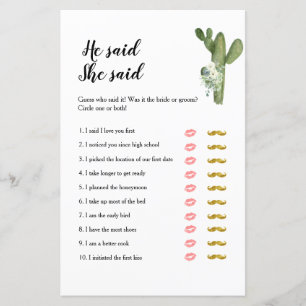 Cactus Taco 'about Love Il a dit Elle a dit Game