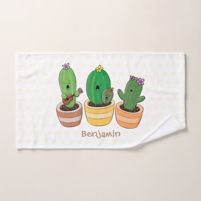 Cactus trio chantante mignonne dessin animé (Serviette à main)