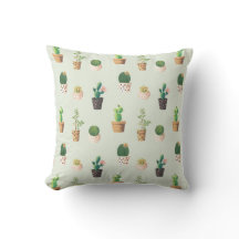 Cactus vert clair Succulent Plante Coussin Motif