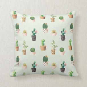 Cactus vert clair Succulent Plante Coussin Motif