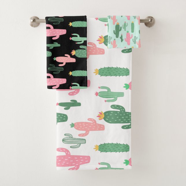 Cactuses motif enfant serviette de bain (En situation)
