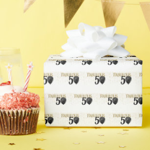 Cadeau 50 & Fabuleux Black Gold Glam Wrapping Papier