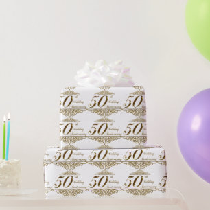 Cadeau 50e Anniversaire d'or Mariage papier d'enveloppeme