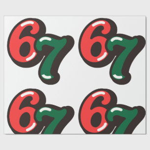 Cadeau 67 Papier d'emballage de Noël drôle rouge et vert