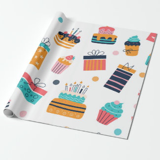 Cadeau 7- motif papier d'emballage d'anniversaire