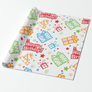 Cadeau 8- motif papier d'emballage d'anniversaire