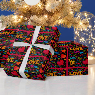 Cadeau Aimez-vous Coeurs colorés Envelopper le papier