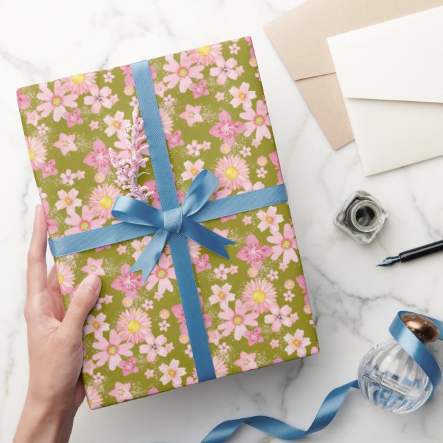 Cadeau Alaskan Floral Vent Marine Blue Wrapper Papier (Cadeaux)