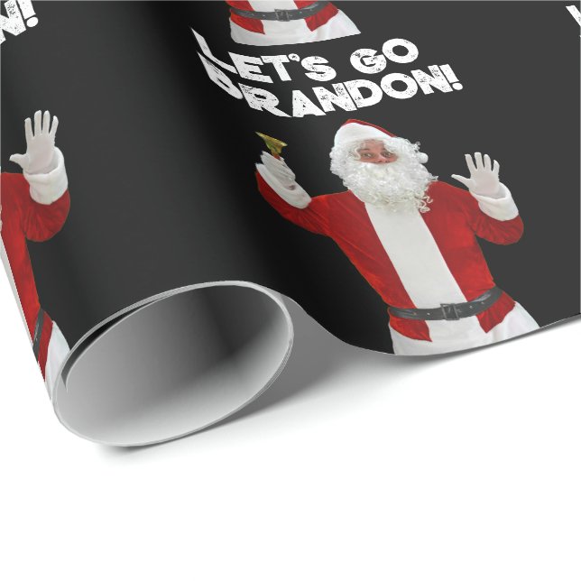 CADEAU ALLONS BRANDON SANTA CLAUS BIDEN WRAPPING PAPIER (Coin rond)