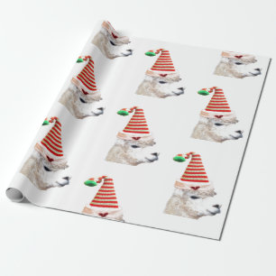 Cadeau Alpaca dans le papier d'enveloppement de Noël de 