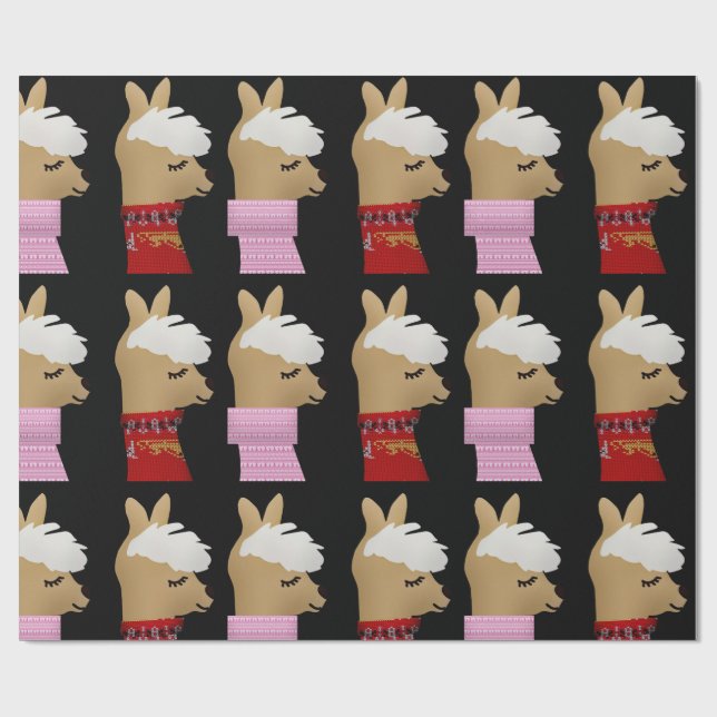 Cadeau ALPACA LAMA NOËL Papier à envelopper (Plat)