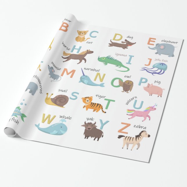 Cadeau Alphabet avec papier d'emballage Animaux (Déroulé)