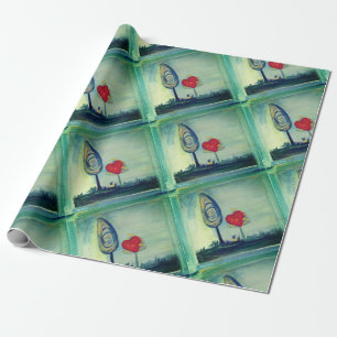 Cadeau Amour, Coeur, Valentine Art Enveloppement Papier