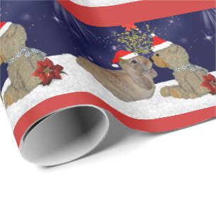 Cadeau Amour de lapin au papier d'emballage de Noël