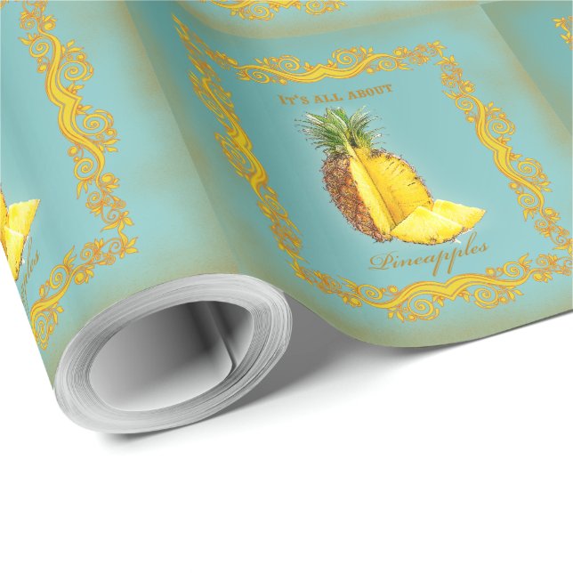 Cadeau ANANAS ~ Papier d'enveloppement (Coin rond)