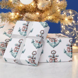 Cadeau Ancre nautique Papier d'enveloppement de Noël