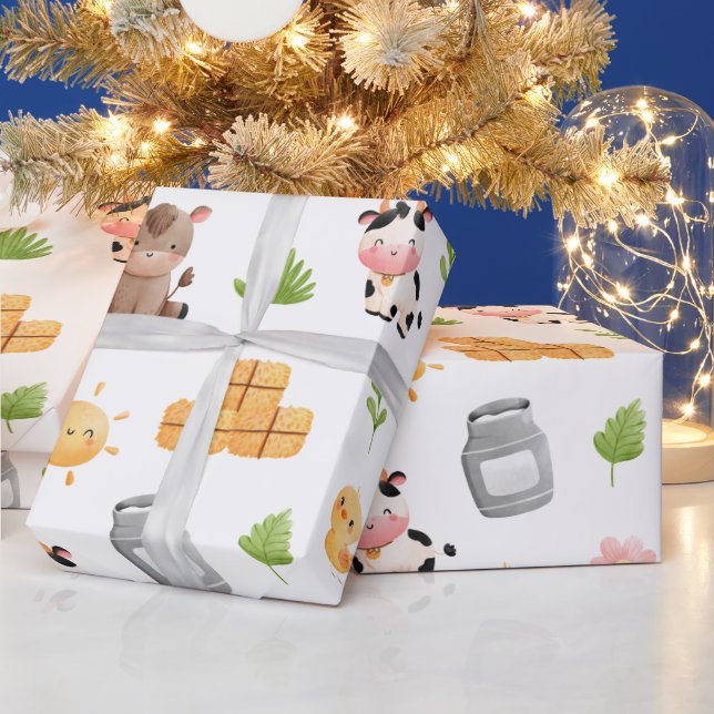 Cadeau Animaux de ferme Papier d'enveloppement d'annivers (Vacances)