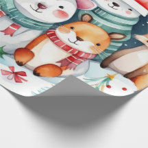 Animaux de Noël Papier d'enveloppement du Père Noë