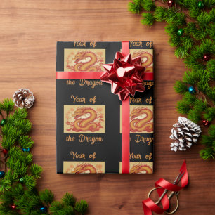 Cadeau Année du papier d'enveloppement de dragon