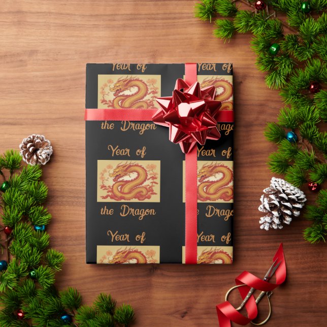 Cadeau Année du papier d'enveloppement de dragon (Cadeau de vacances)