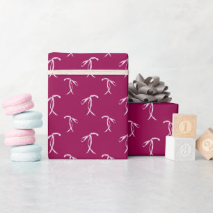 Cadeau Aquarelle Bow Motif Papier à enveloppement rose ro