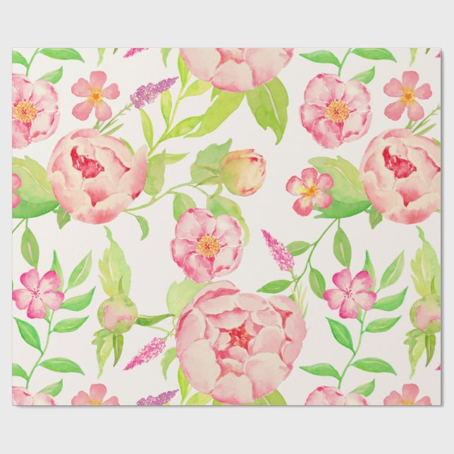 Cadeau Aquarelle classique poitrine rose papier d'envelop (Plat)