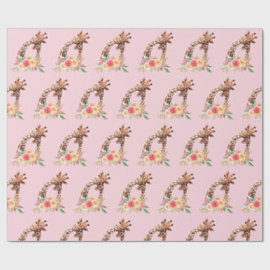 Cadeau Aquarelle de Giraffe mignonne Papier d'enveloppeme