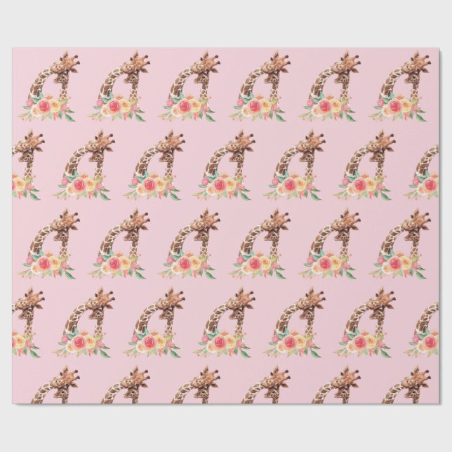 Cadeau Aquarelle de Giraffe mignonne Papier d'enveloppeme (Plat)