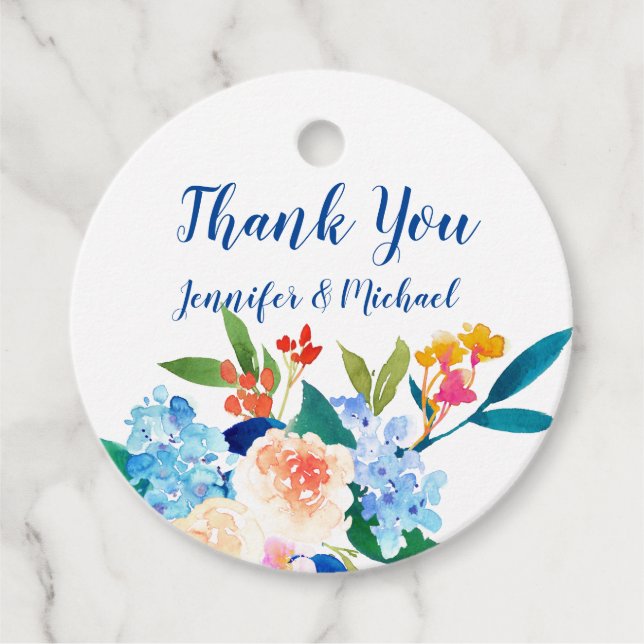 Cadeau Aquarelle Hydrangea Merci Favoriser les étiquettes (Devant)