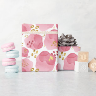 Cadeau Aquarelle rose papier d'enveloppement floral - Ele
