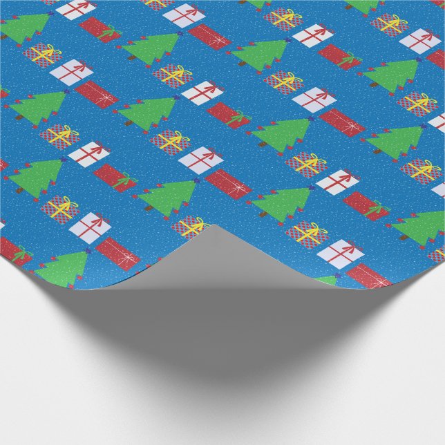 Cadeau Arbre de Noël et cadeaux sur papier d'enveloppemen (Coin)