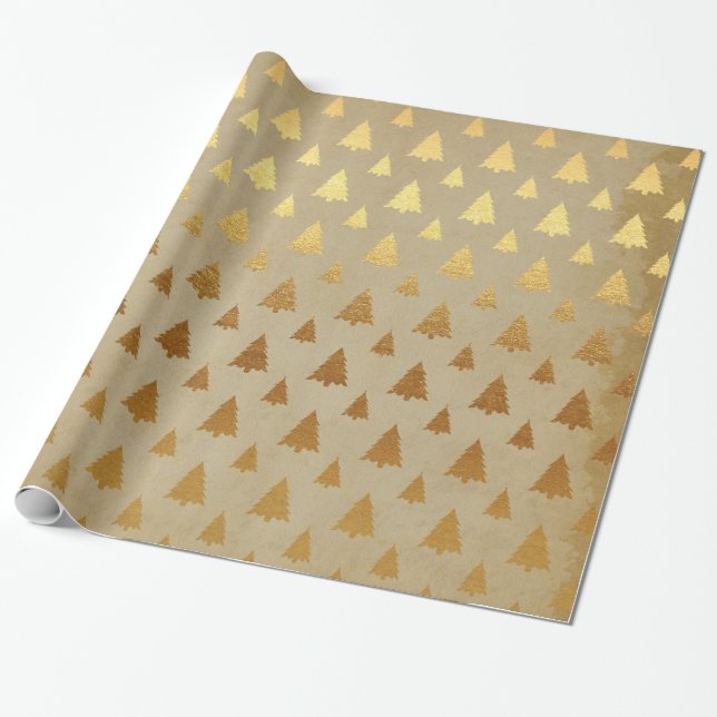 Cadeau Arbre de Noël rustique à huile d'or et papier Kraf (Déroulé)