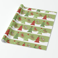 Arbres de Noël et papier d'emballage de rennes