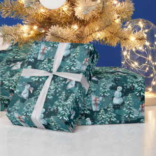 Cadeau Arbres de Noël et Snowmen Enveloppement Papier