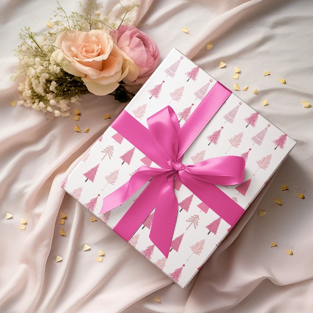 Cadeau Arbres de Noël roses Papier Motif moderne (Créateur téléchargé)