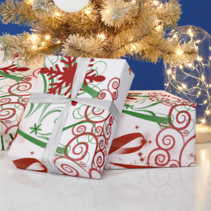 Cadeau Arbres rouges et verts Papier d'enveloppement de N