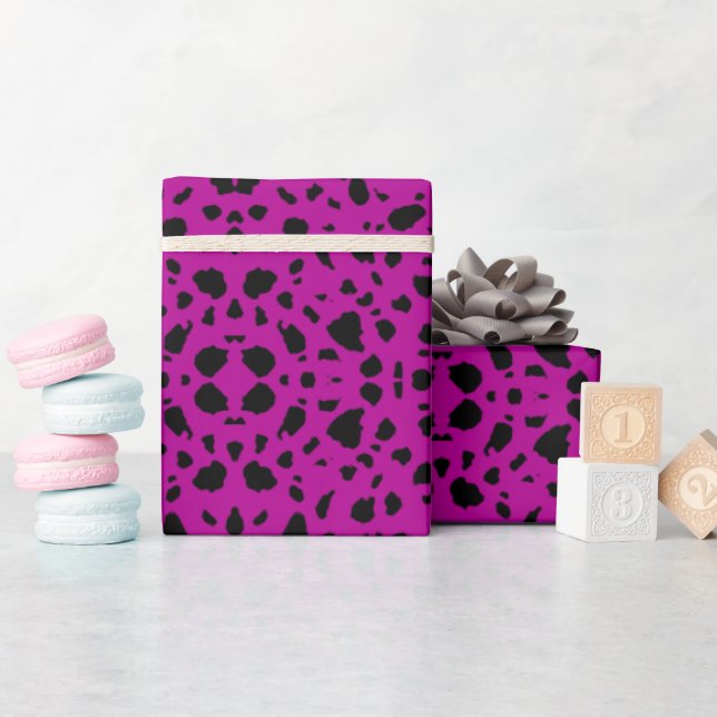 Cadeau Art noir pois et papier peint violet (Baby Shower)
