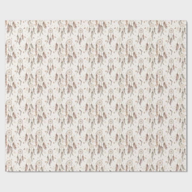 Cadeau Attrape-rêves Boho Papier d'emballage Plume Éthéré (Plat)