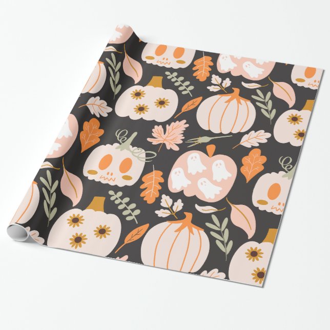 Cadeau Automne Citrouille Fantôme Squelette Papier d'enve (Déroulé)