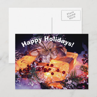 Cadeau avec Gold Bow - Carte postale de Noël