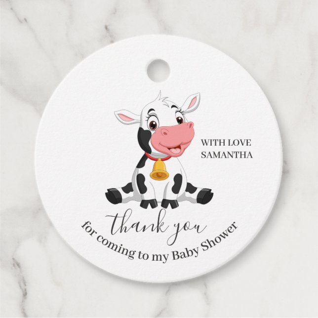 Cadeau Baby Cow Merci Favoriser les étiquettes (Devant)